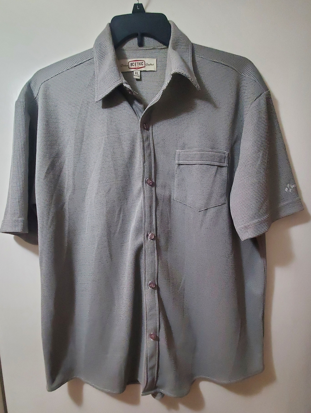 BC Ethic Men’s Short Sleeve Button-Up Shirt - Gray XL